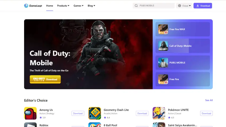 Top 5 Best Android Emulators for PC and Mac in 2025 5 this is the image of best android emulator GameLoop website home page